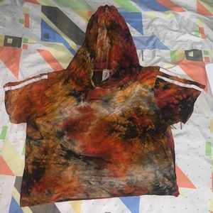 Size M/L extra stretchy distressed look tshirt hoodie
